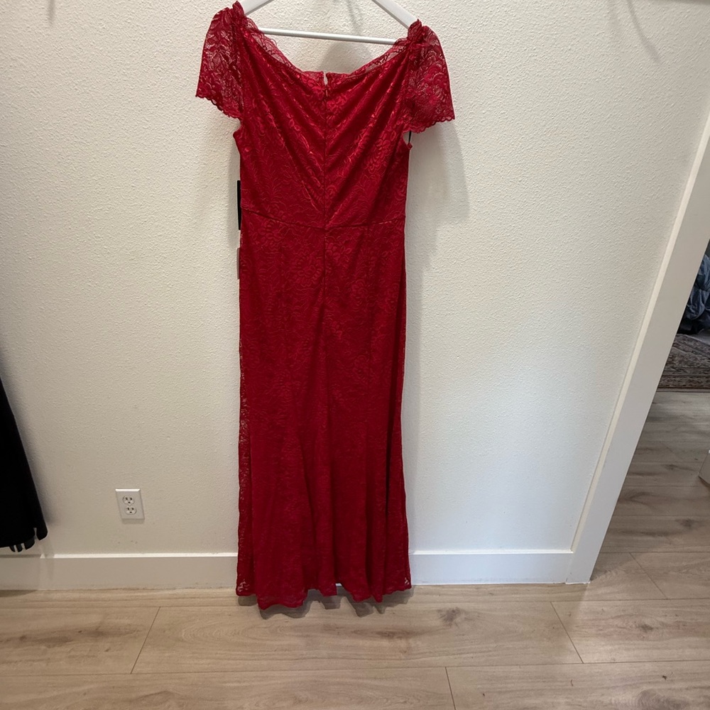 Lulu's Red Lace Maxi Dress - Picture 3 of 5